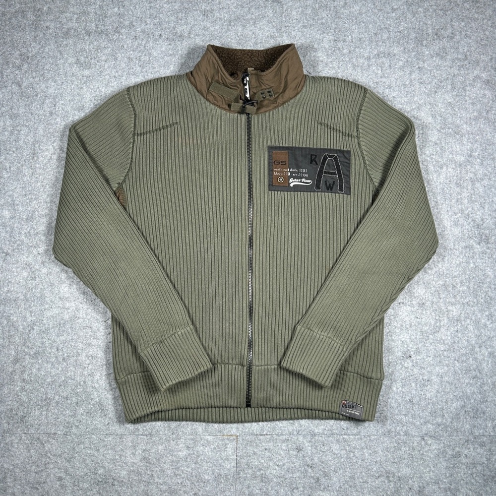 G-Star Raw Jacket Mens Large Olive Green GS3301 Sherpa Lined Full Zip Sample